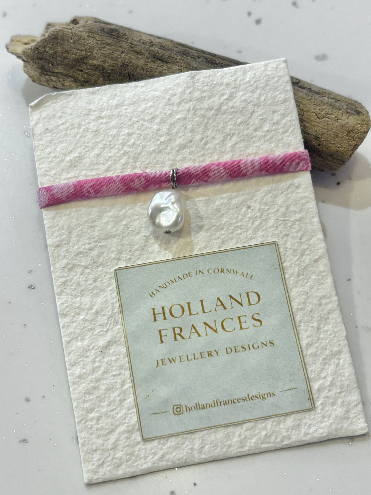 Liberty Print Pearl Tie Bracelet