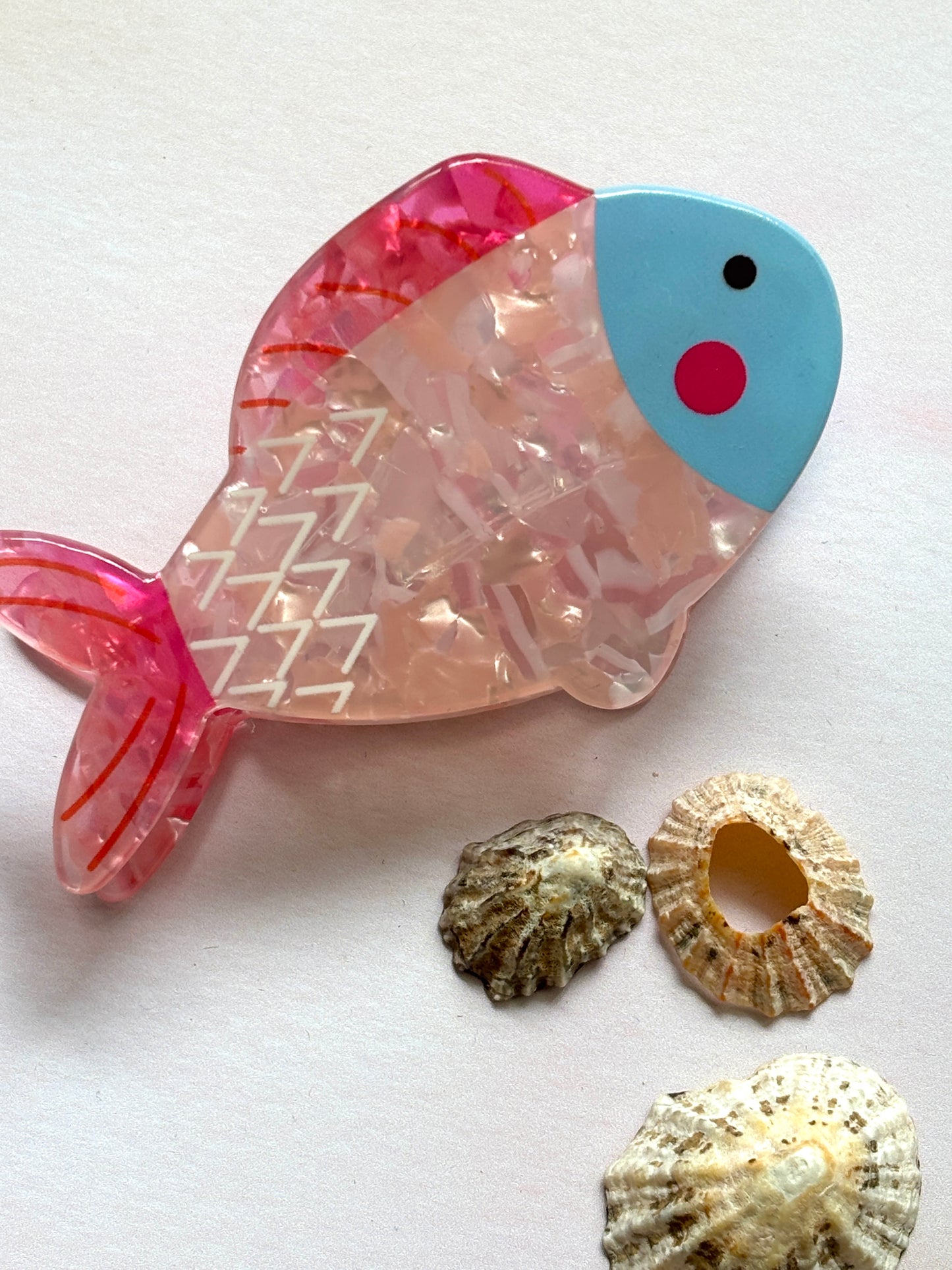 Pale Pink & Blue Fish Hair Claw