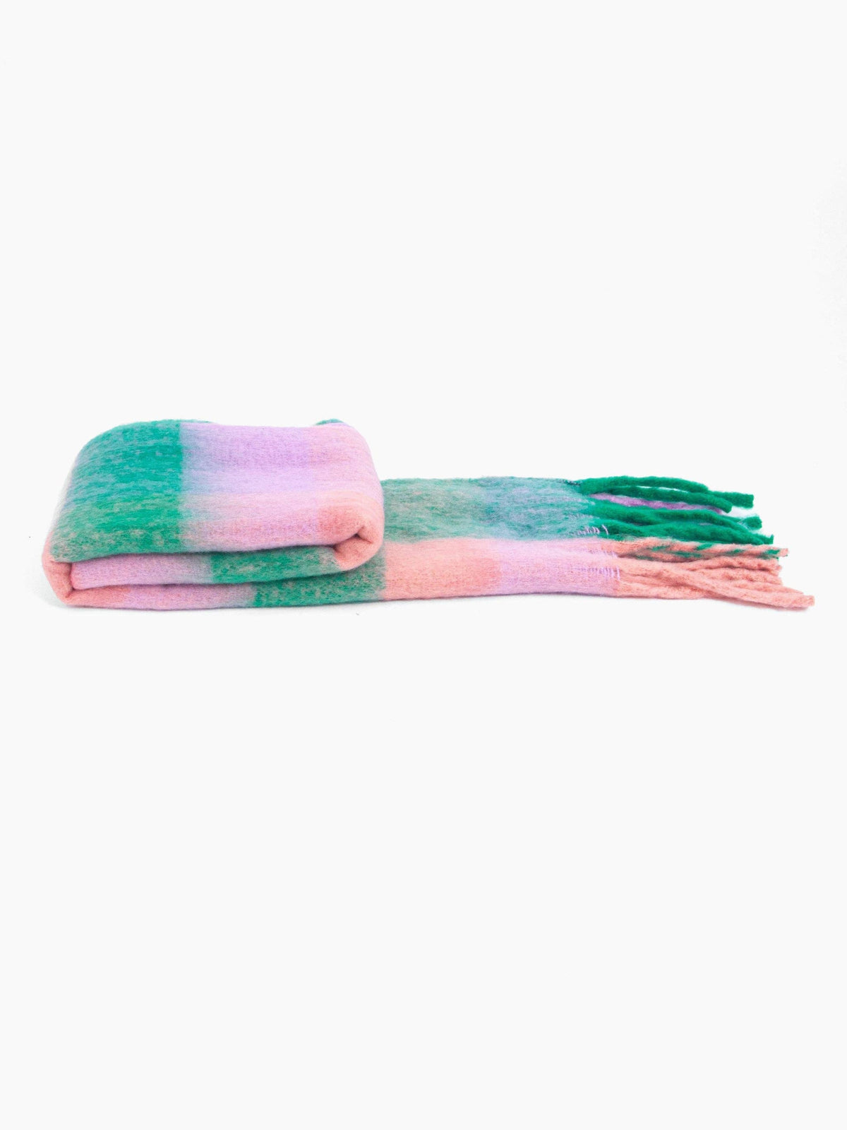 Green Pink & Lilac Heavyweight Colour Block Scarf
