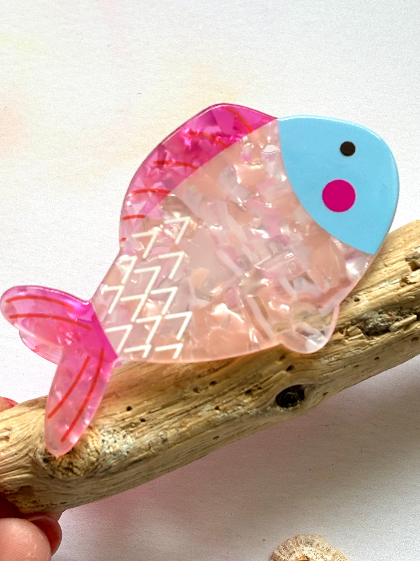 Pale Pink & Blue Fish Hair Claw