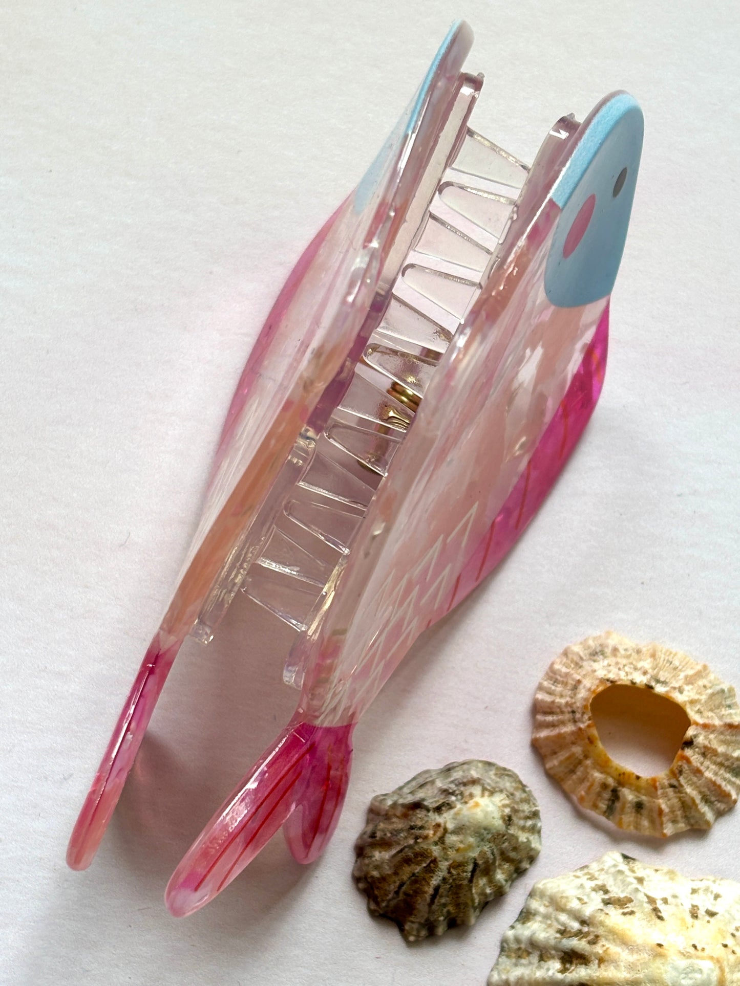 Pale Pink & Blue Fish Hair Claw