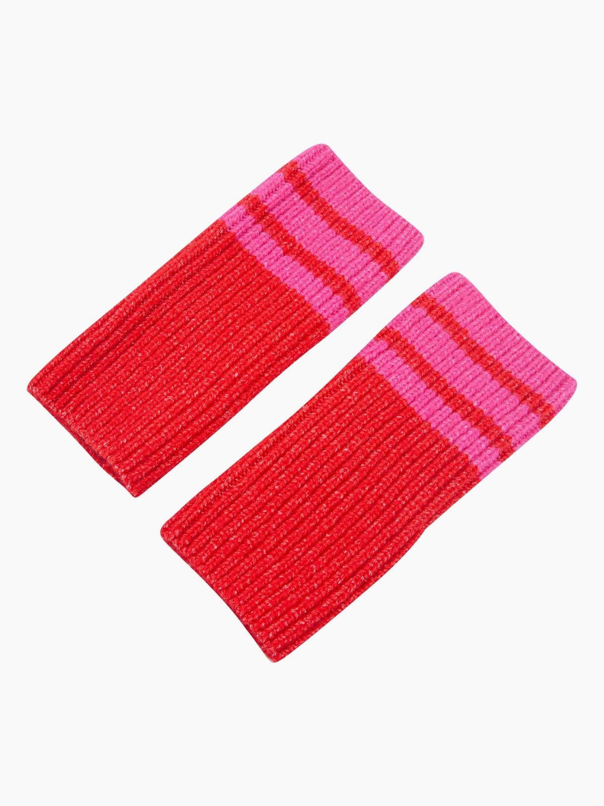 Red & Hot Pink Striped Cuff Striped Cuff Wrist Warmers