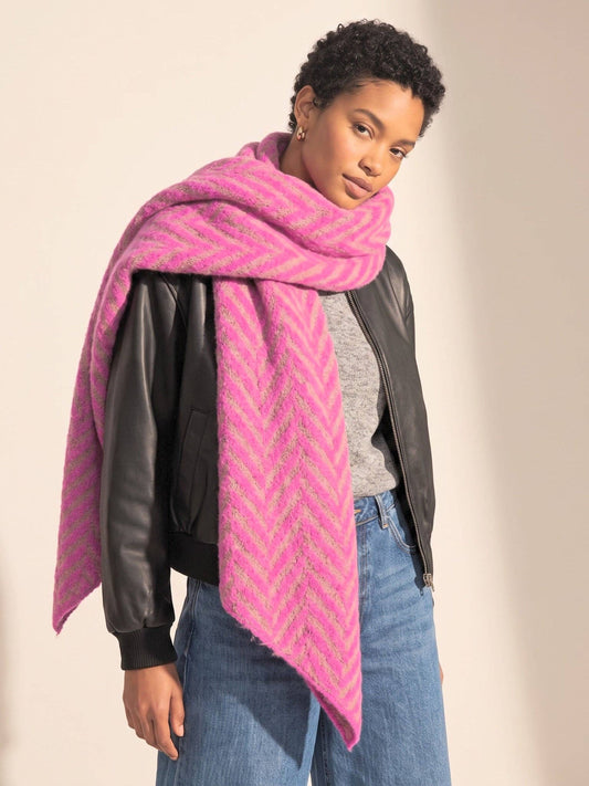 Pink Chevron Asymmetric Heavyweight Scarf