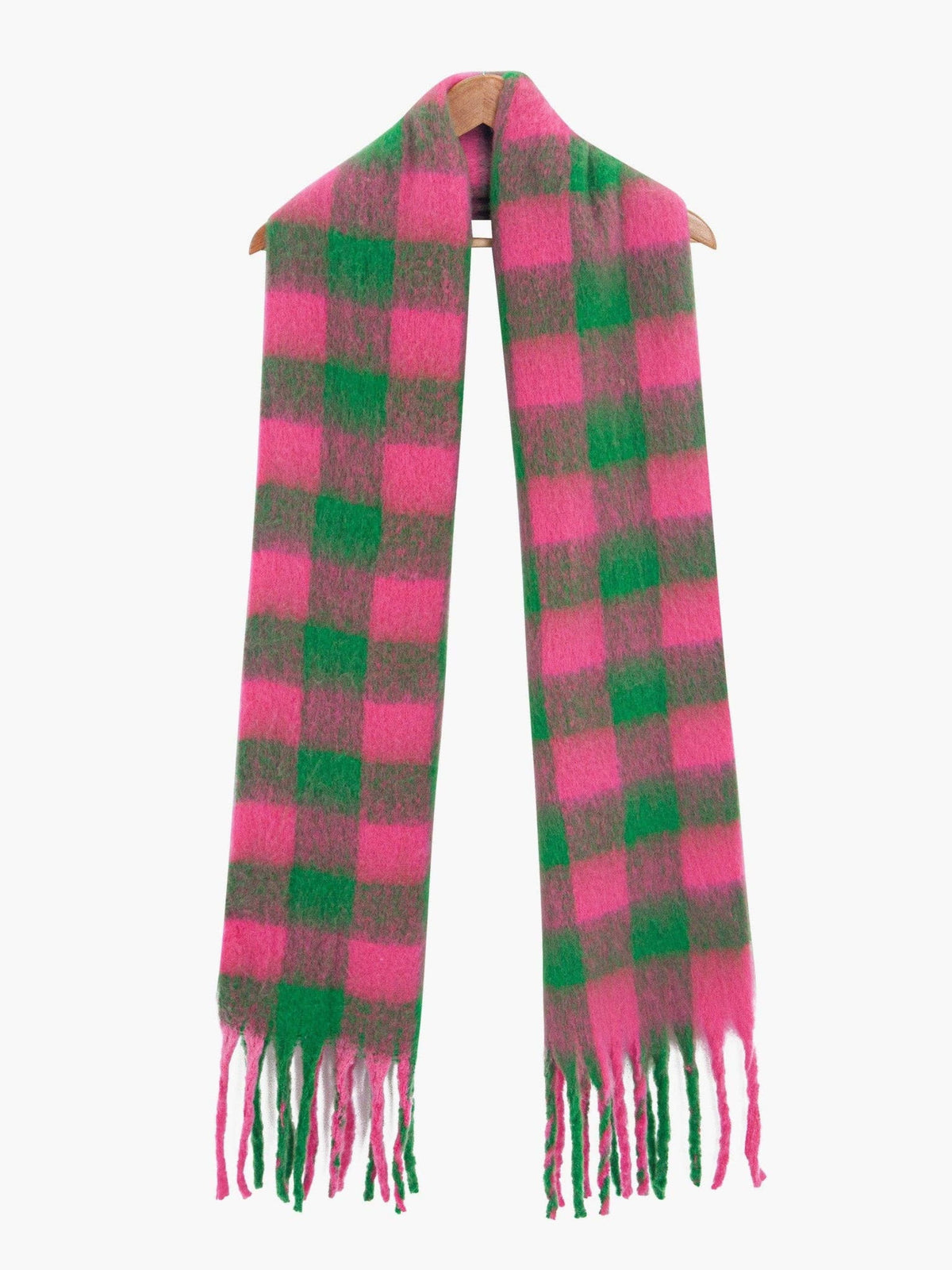 Hot Pink & Green Square Check Heavyweight Scarf