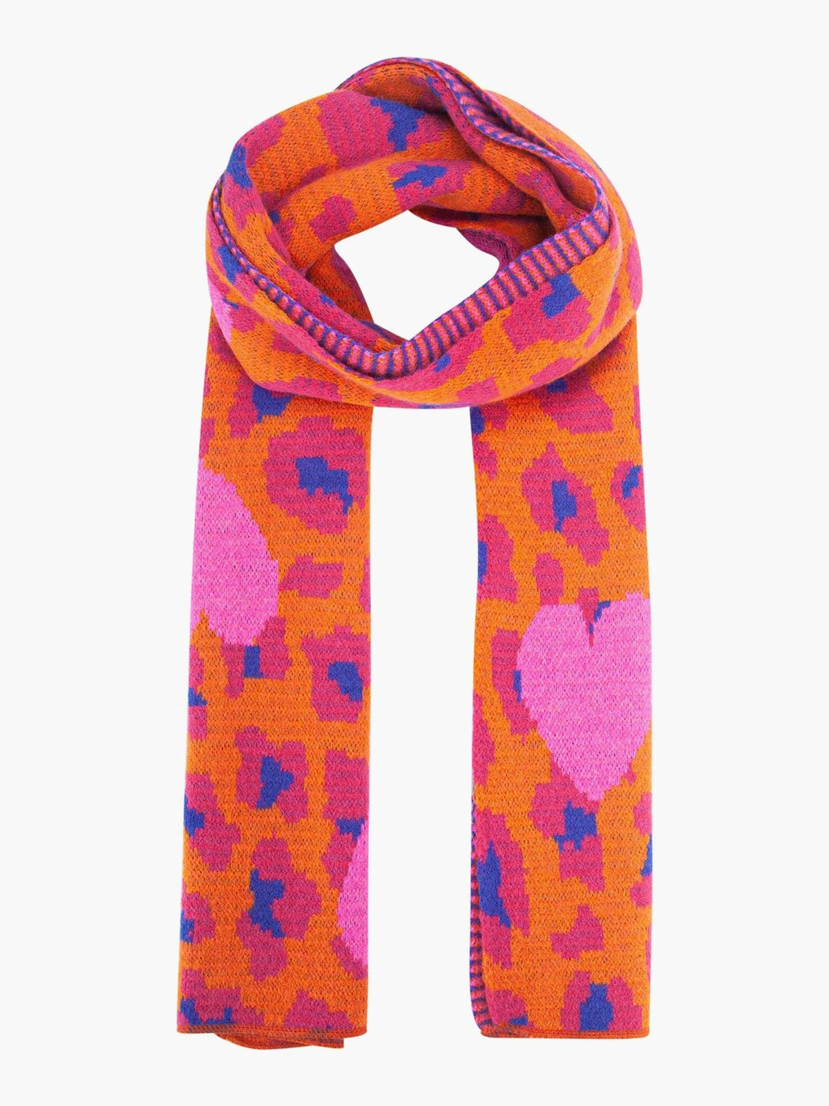 Hot Pink & Orange Leopard and Hearts Heavyweight Scarf