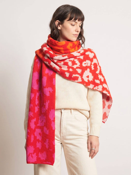 Red Pink & Orange Leopard Heavyweight Scarf