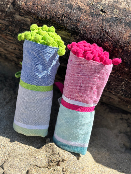 Pom Pom Stripe Turkish Hammam Towel