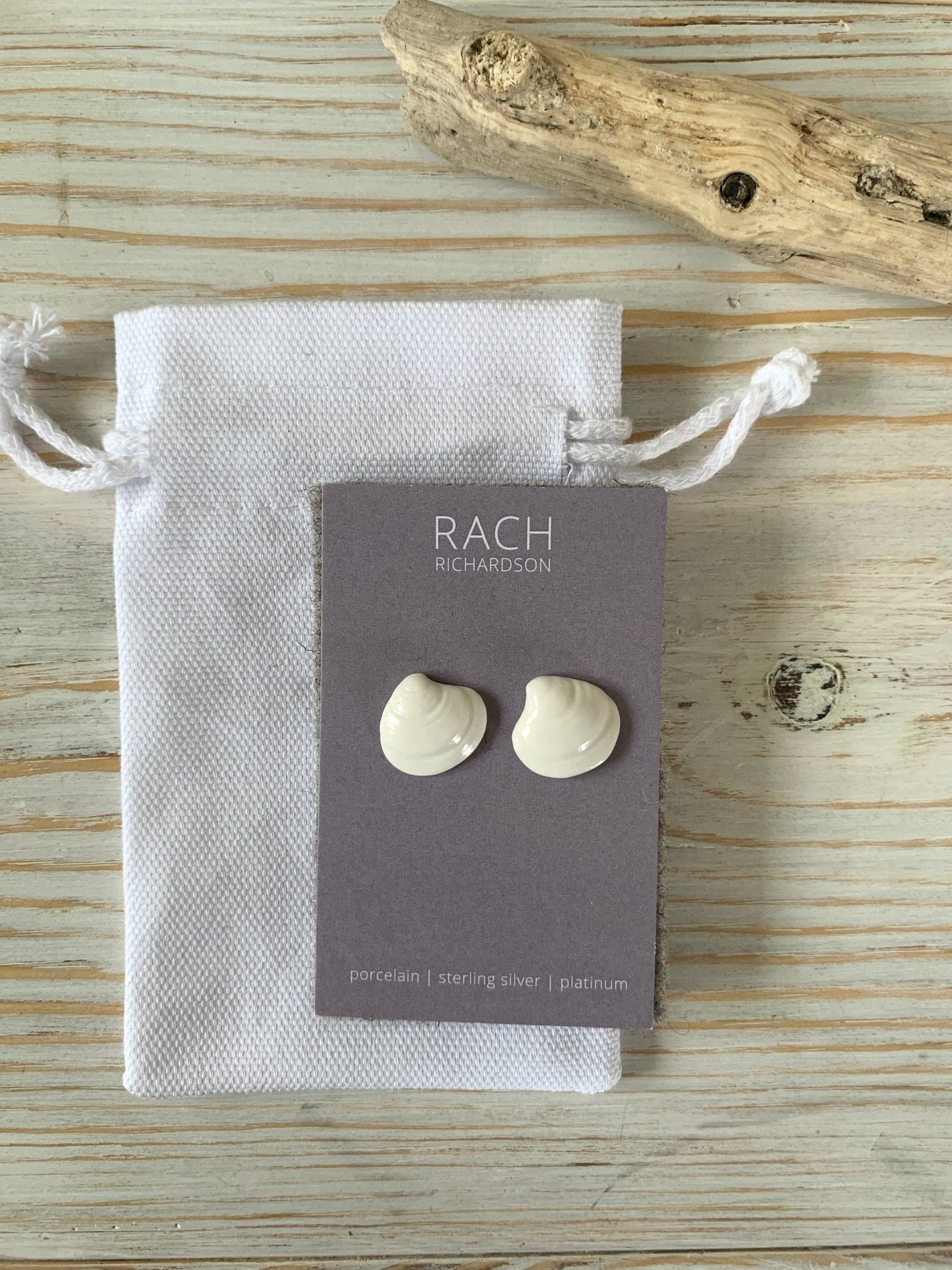 Porcelain Clam Shell Stud Earrings - Readymoney Beach Shop