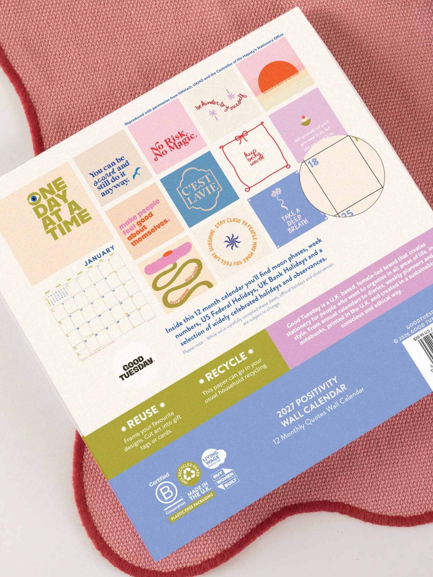 2027 Positivity Quotes Compact Wall Calendar