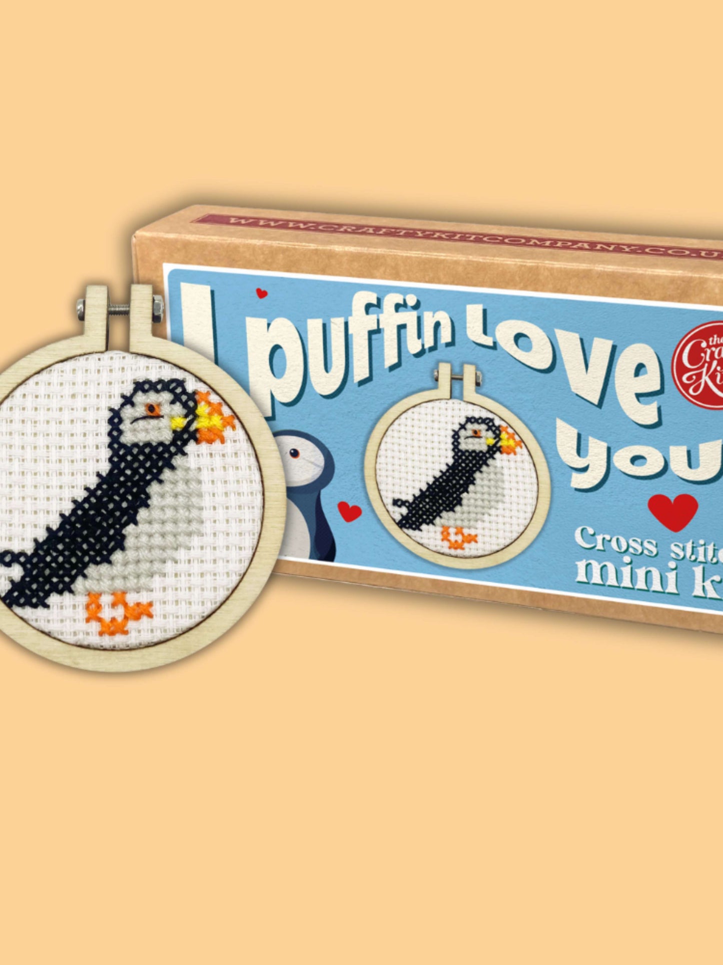 I Puffin Love You! Mini Matchbox Cross Stitch Kit