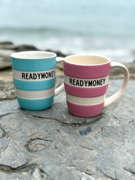 Pink & Pale Blue Limited Edition 12oz Readymoney Cornishware Mugs