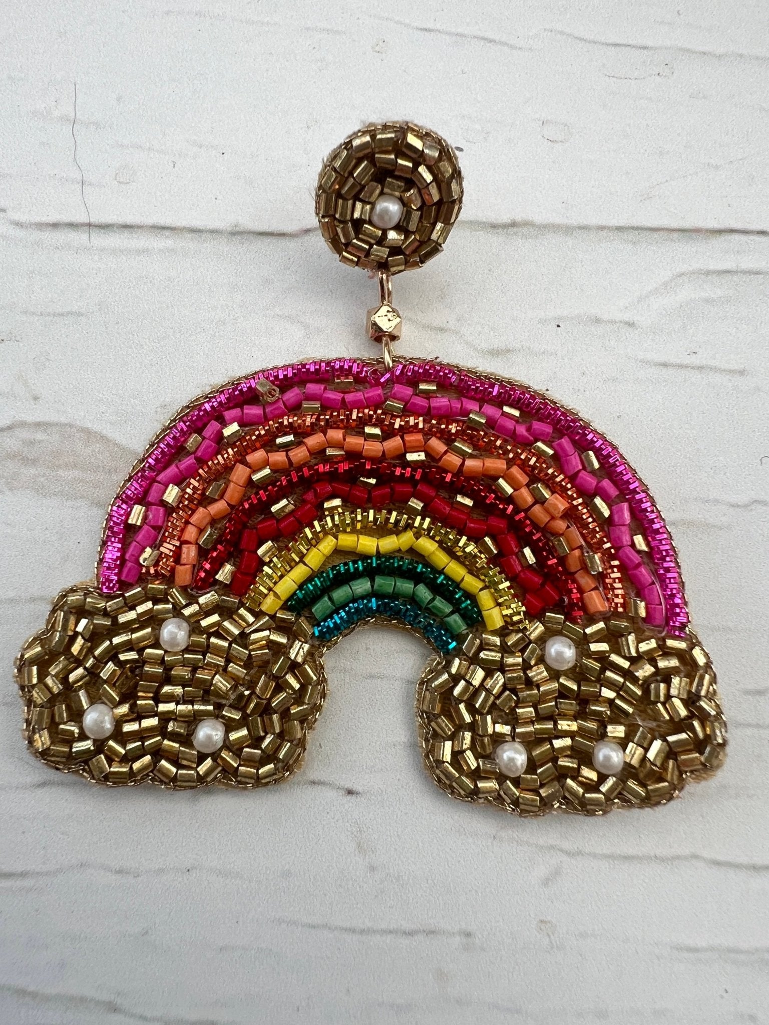 Rainbow Hand Beaded Earrings - Readymoney Beach Shop