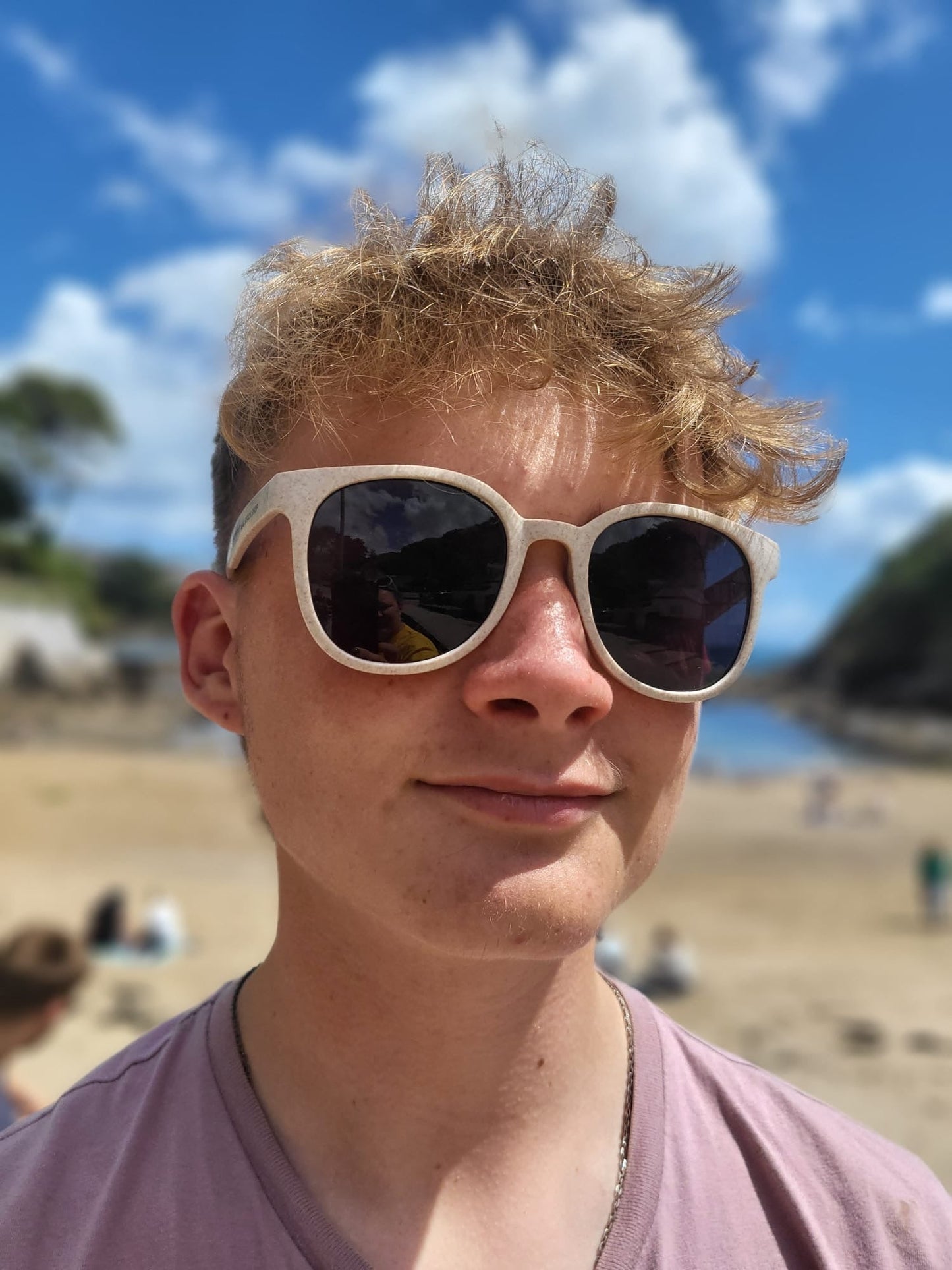 eco-friendly oversized sunglasses with UV protection, beach-ready style, and reflective lenses for summer adventures