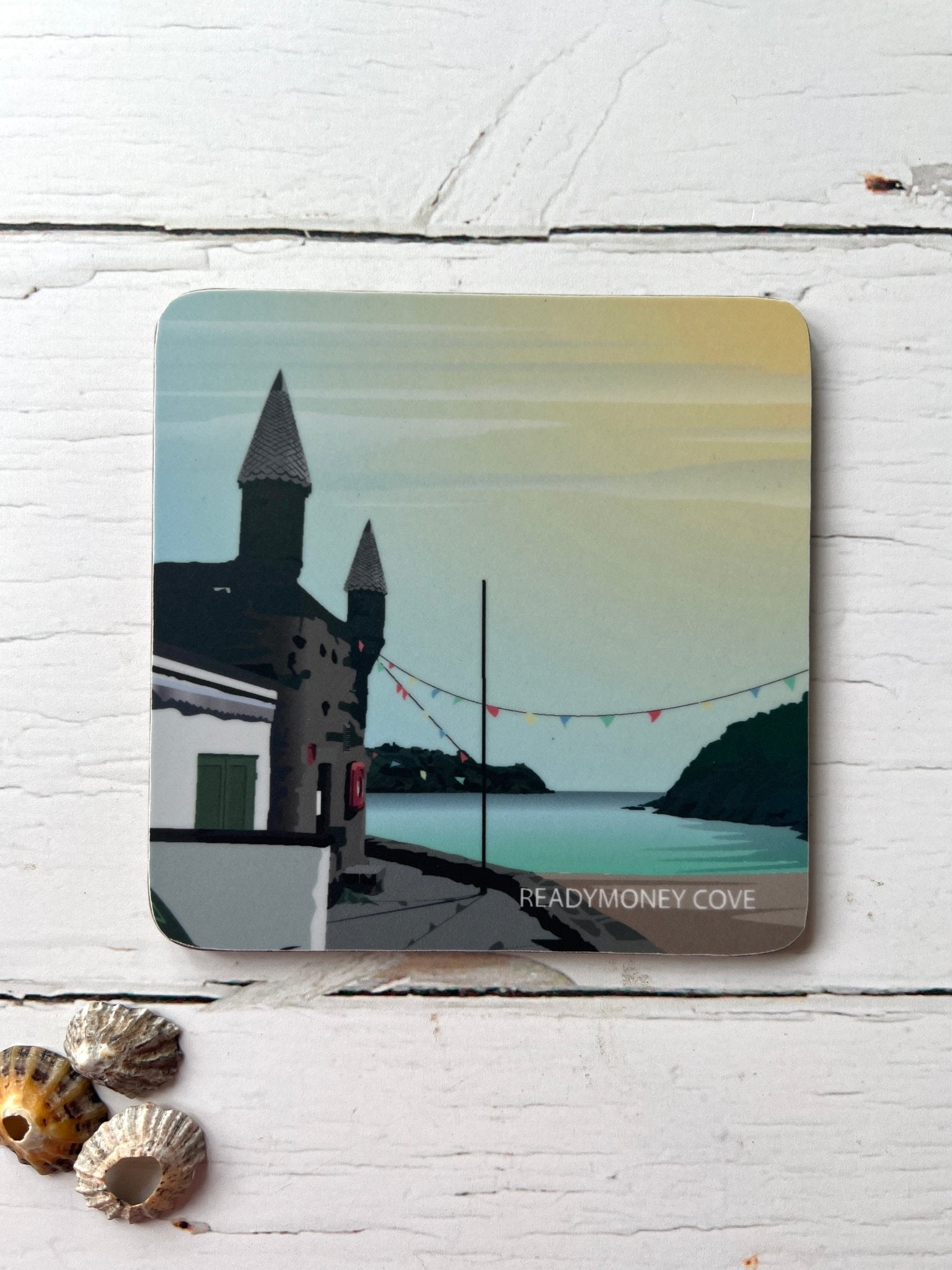 Readymoney Cove & Fowey Digital Art Coasters - Readymoney Beach Shop