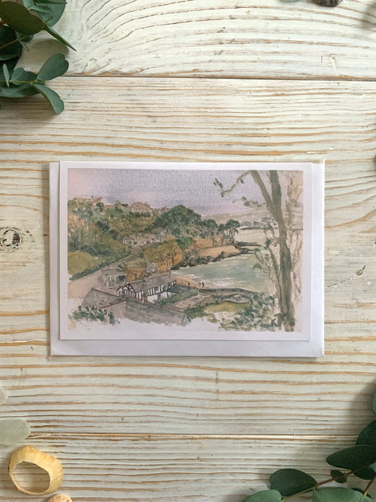 Readymoney from Covington Woods Watercolour Painting Greetings Card - Readymoney Beach Shop