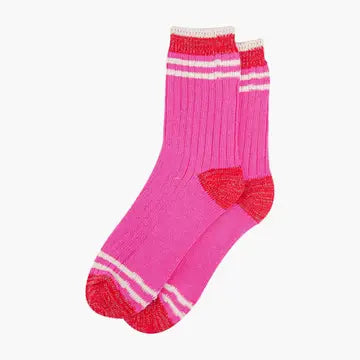 Pink & Red Striped Socks - Size 3-7