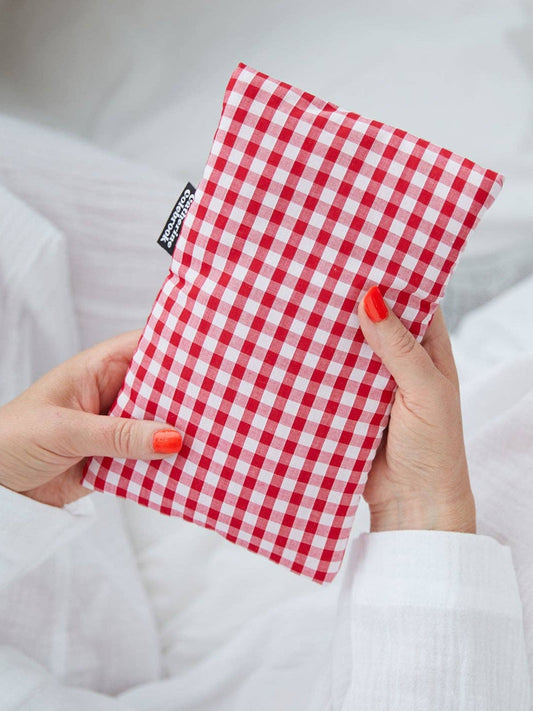 Red Gingham Cute Hot Water Bottle in Fabric Case
