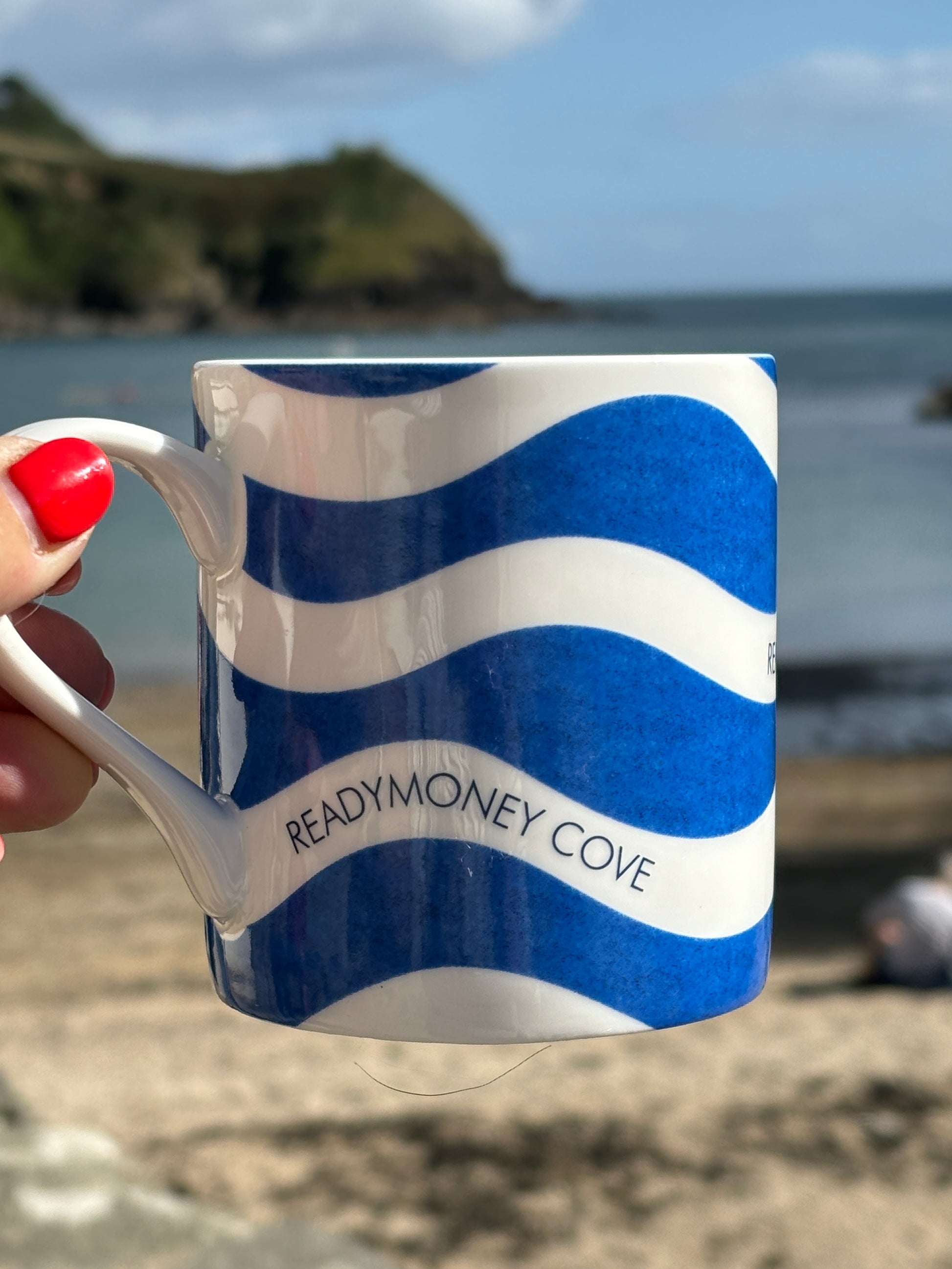 Readymoney Cove mug beach lifestyle Rick Stein bone china blue wave Cornwall souvenir coastal home drinkware tea coffee