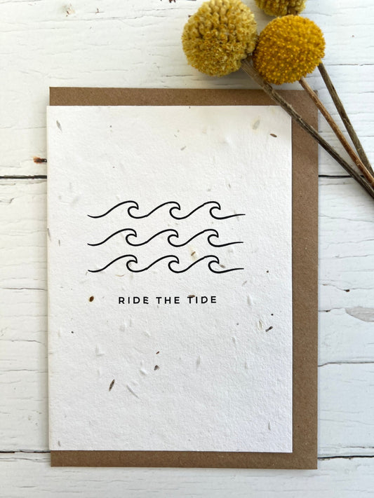 Ride the Tide Waves Eco Greetings Card Embedded with Meadow Seeds - Readymoney Beach Shop