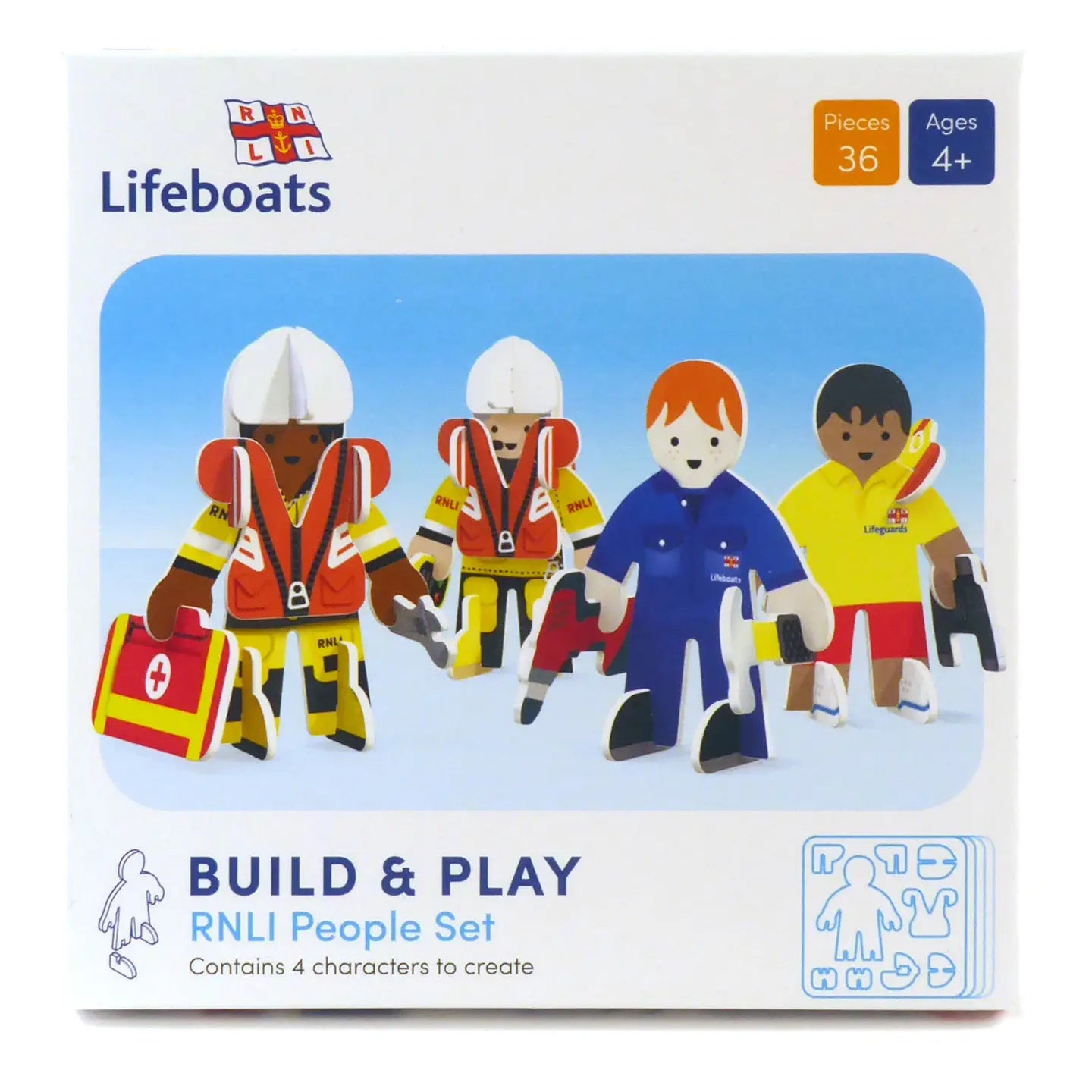RNLI lifeboat crew people playset 36 pieces 4 characters build play lifeguard rescue workers educational toy ages 4+