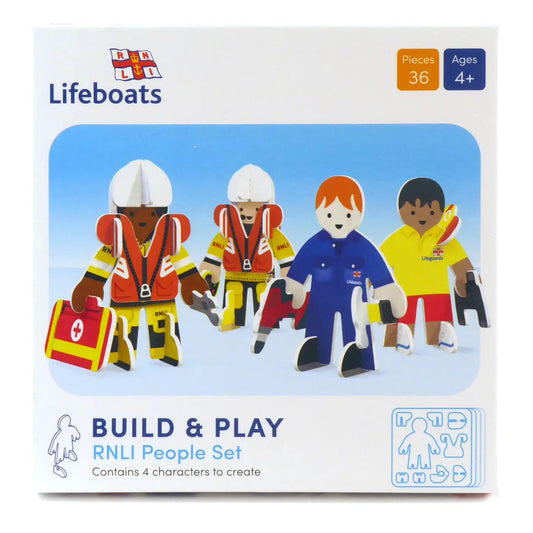 RNLI lifeboat crew people playset 36 pieces 4 characters build play lifeguard rescue workers educational toy ages 4+