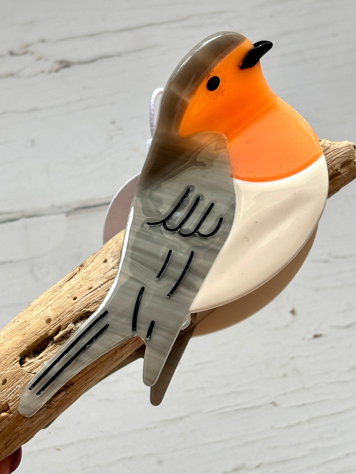 robin bird hair claw – glossy resin clip with orange chest, gray wings, and secure grip for stylish everyday wear