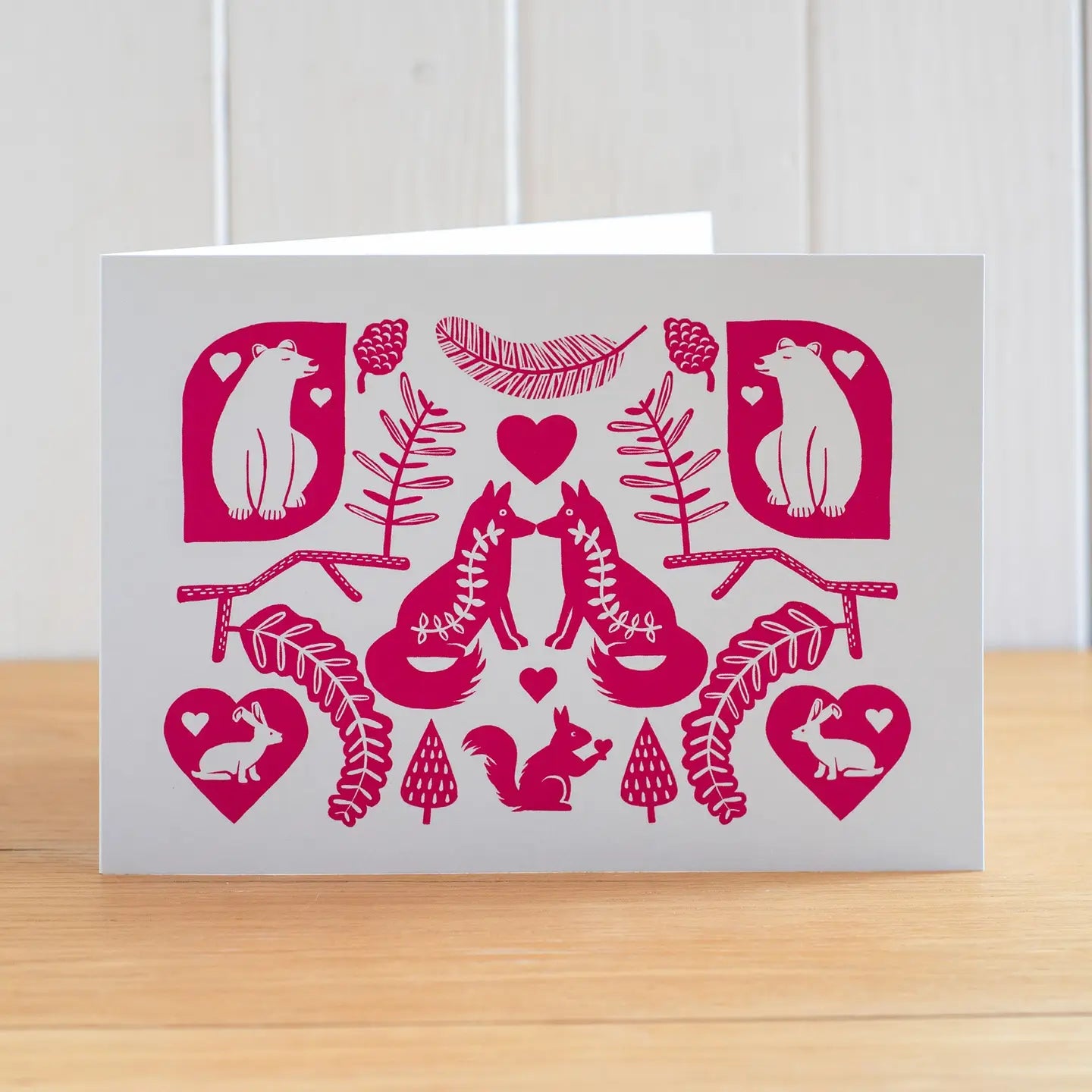 Scandi Style Woodland Creatures Valentine's Card