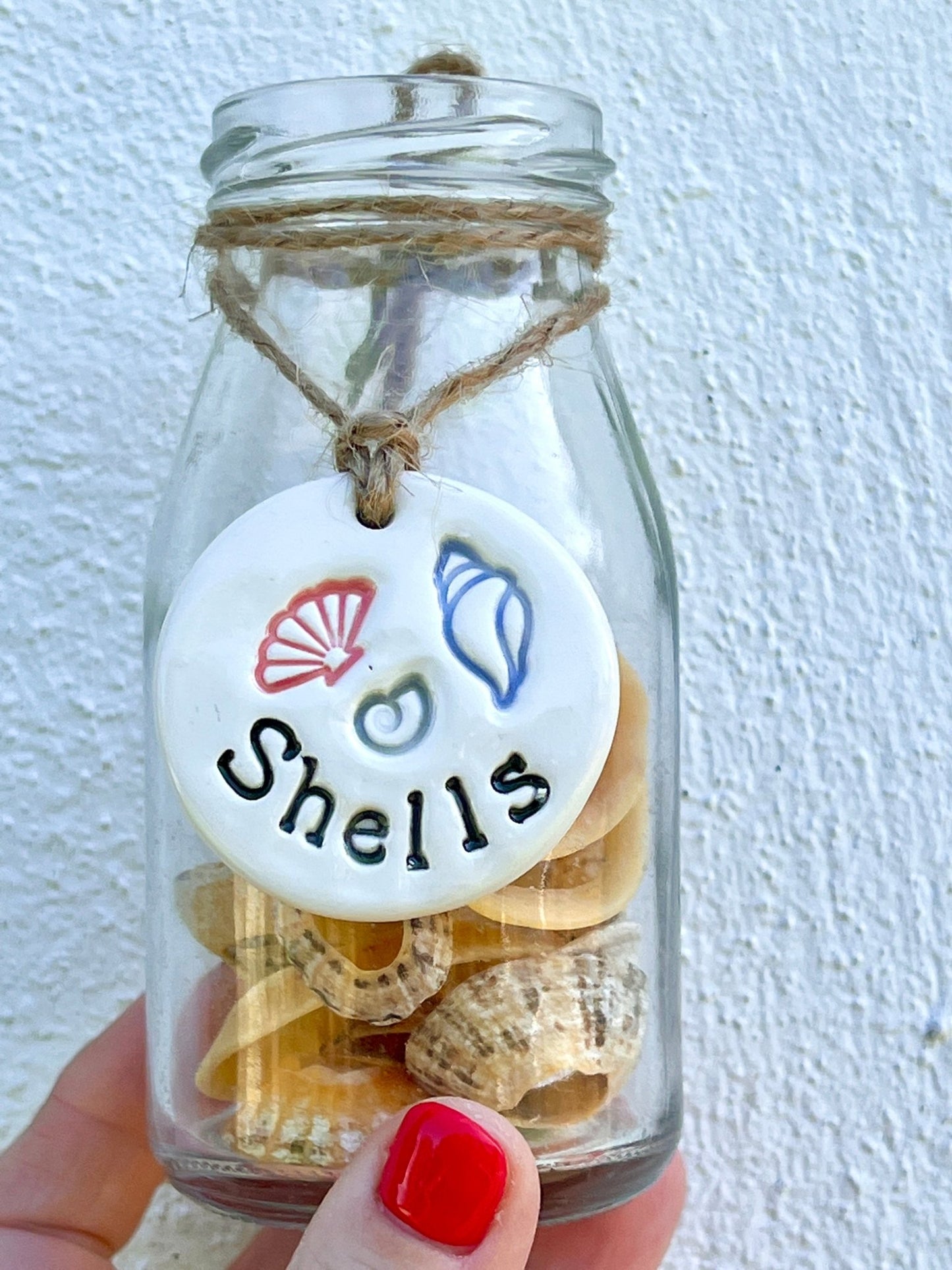 Seaglass, Shells, Hot Choc Ceramic Tag - Readymoney Beach Shop