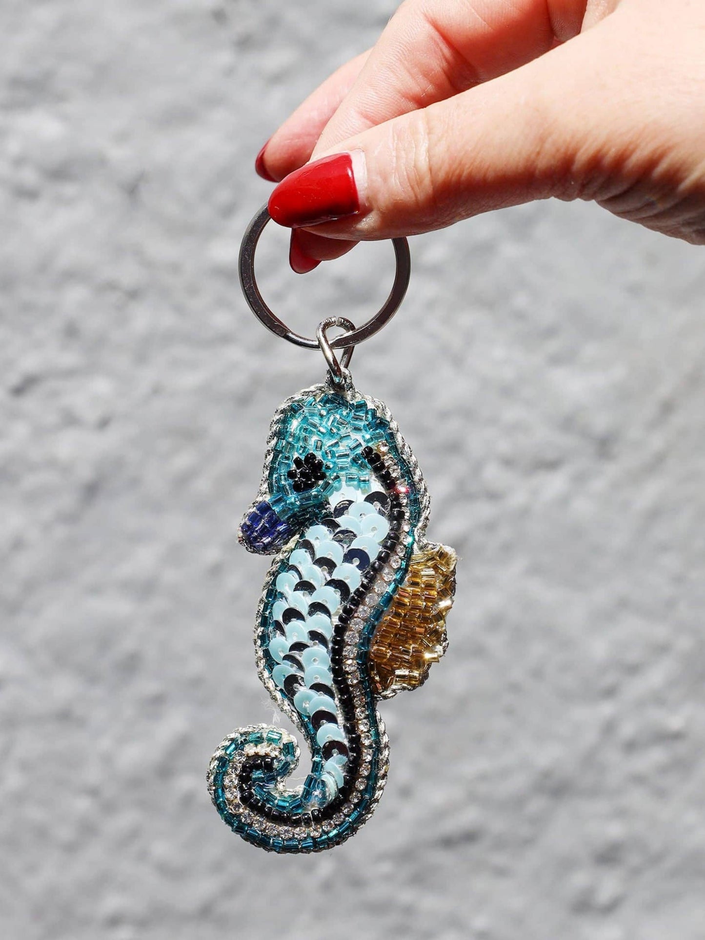 Beaded Seahorse Keyring