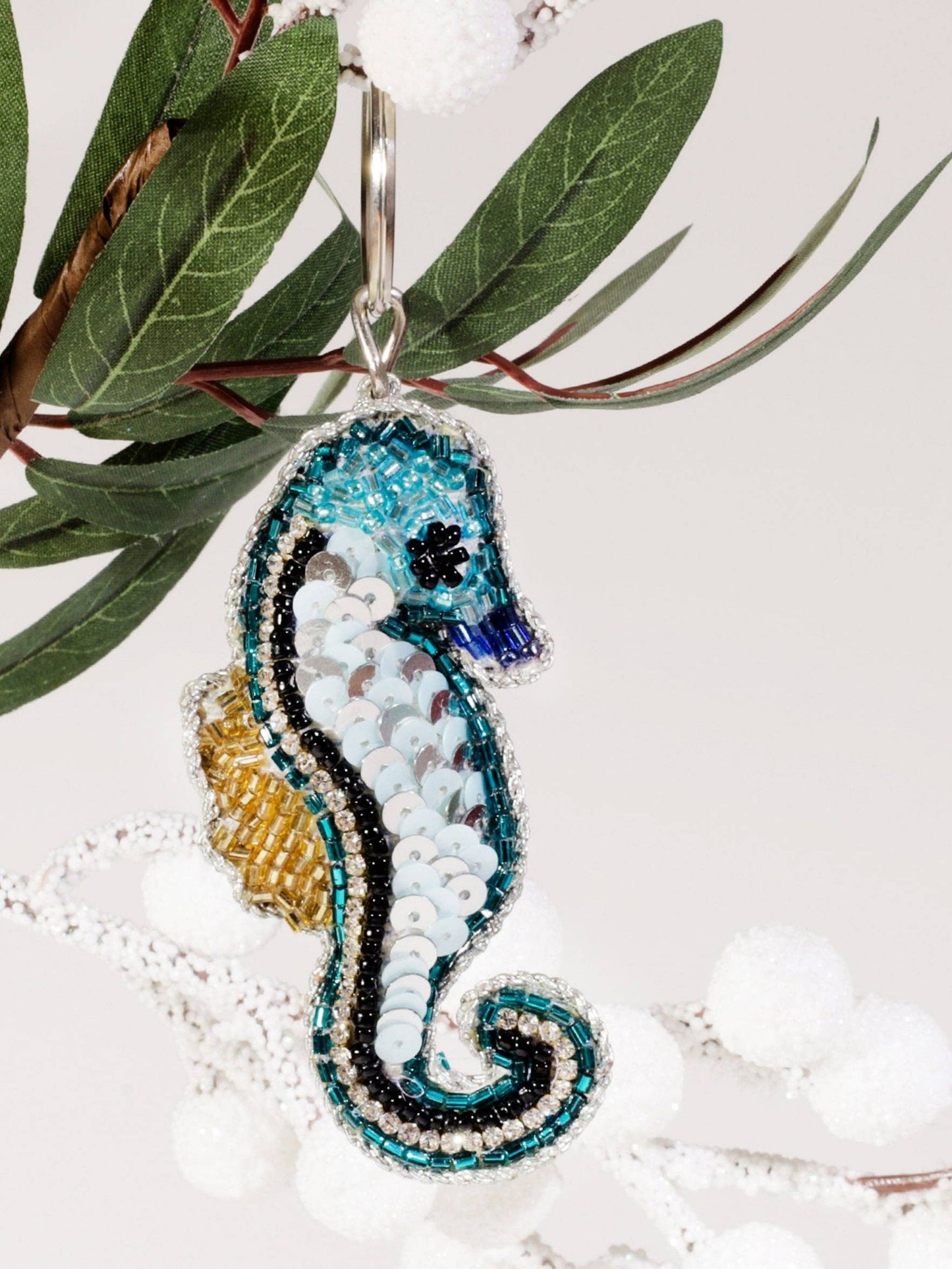 Beaded Seahorse Keyring