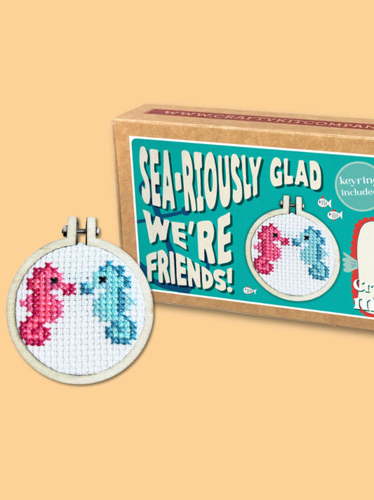Seariously Glad We're Friends Mini Seahorses Matchbox Cross Stitch Kit