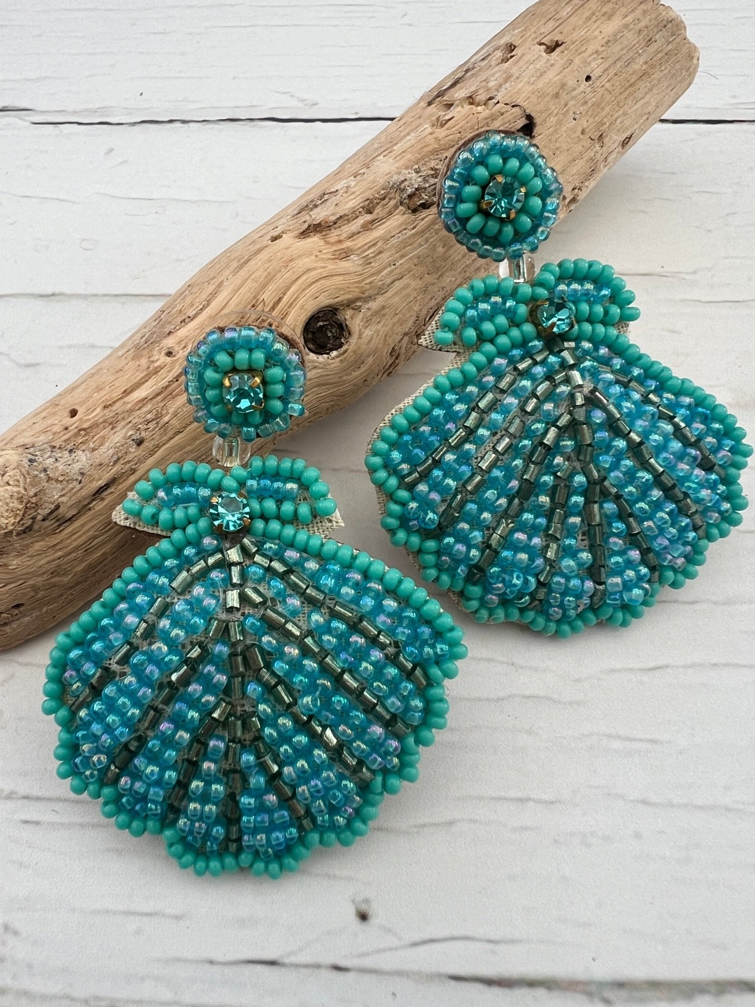 Seashell Hand Beaded Earrings - Readymoney Beach Shop