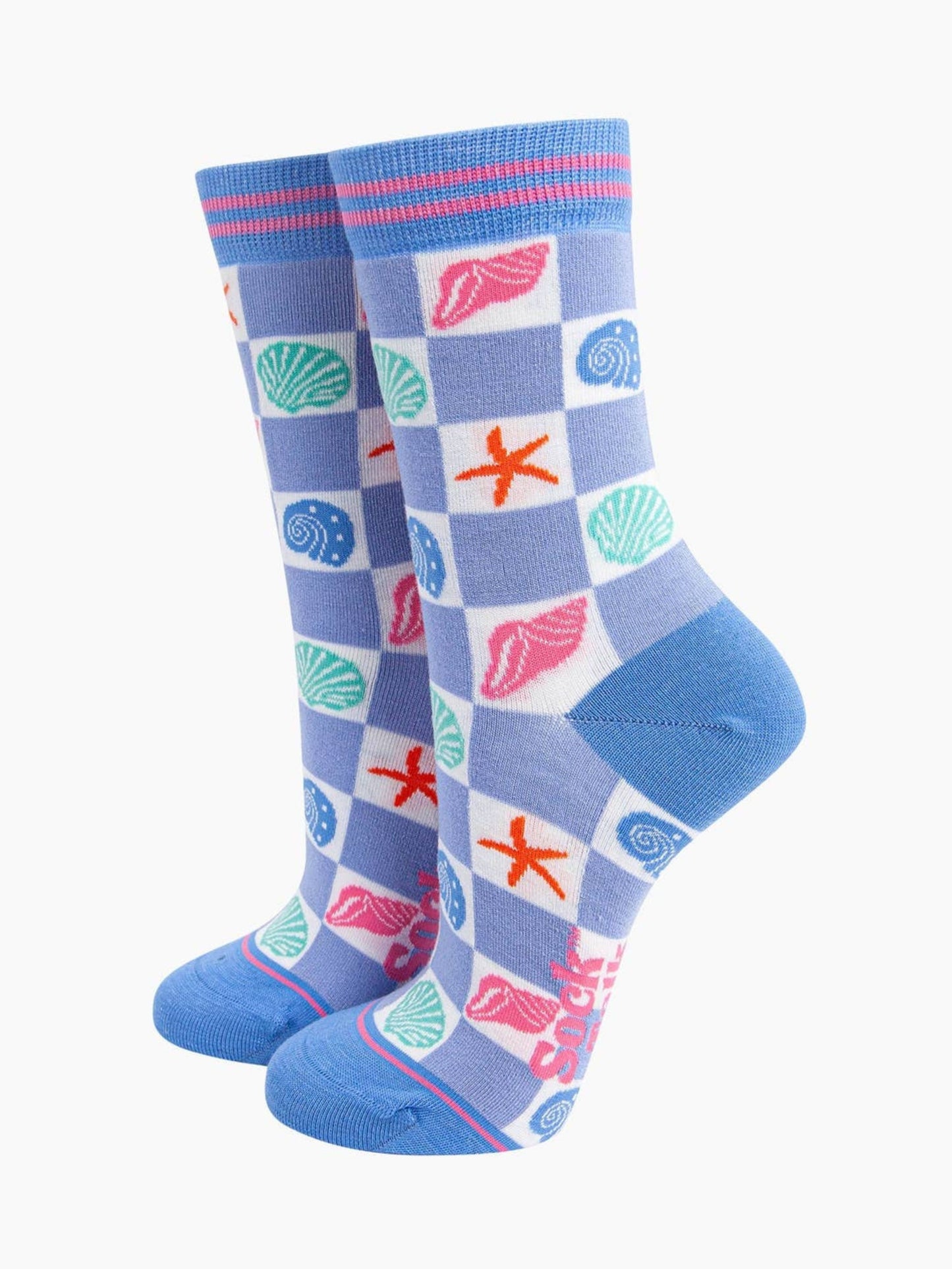 Seashell Lilac Checkerboard Bamboo Socks Size 3-7