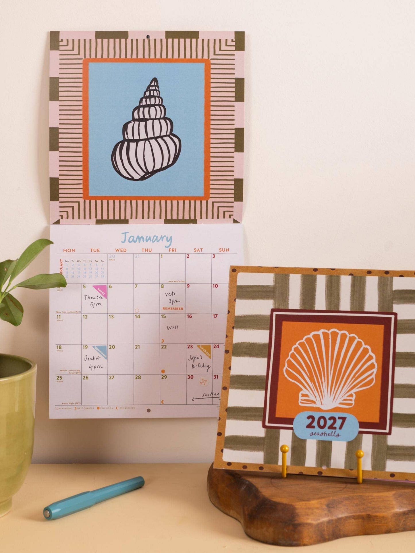 2027 Seashells Compact Wall Calendar