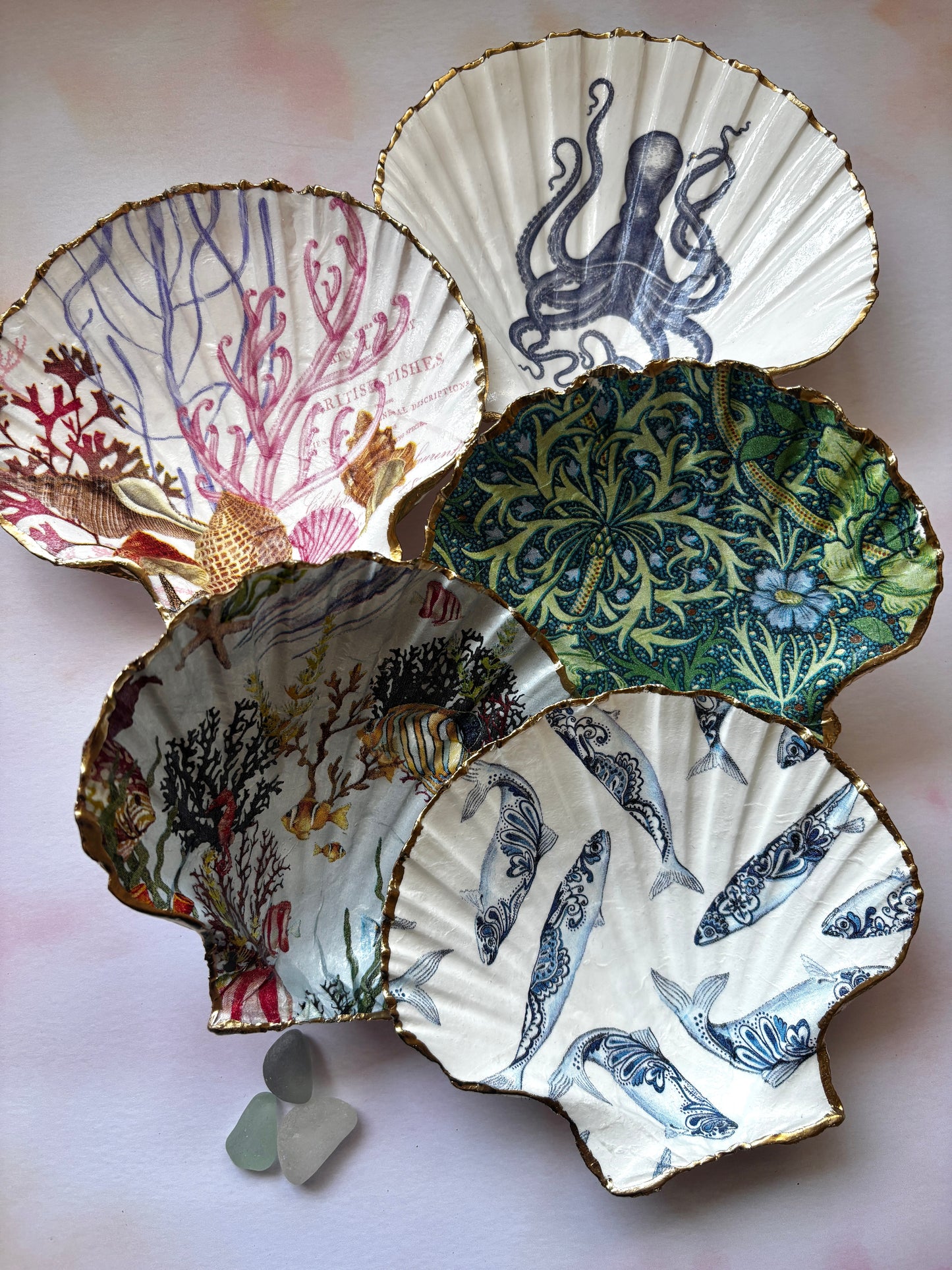 Seaside Decorated Scallop Shells