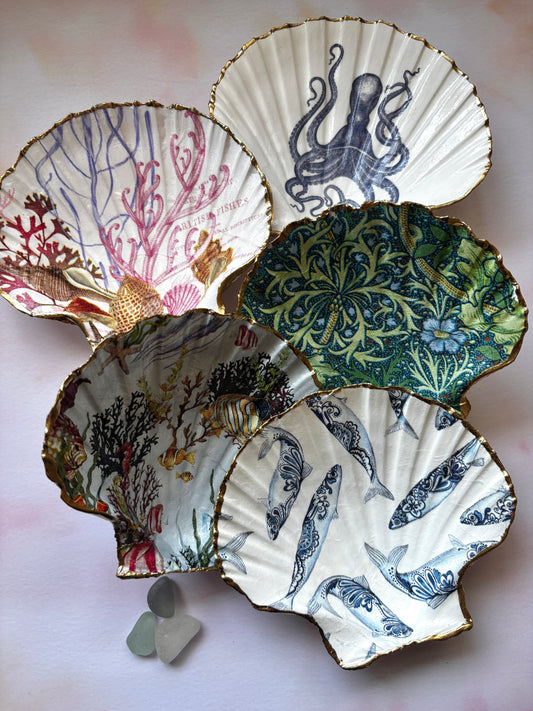 Seaside Decorated Scallop Shells