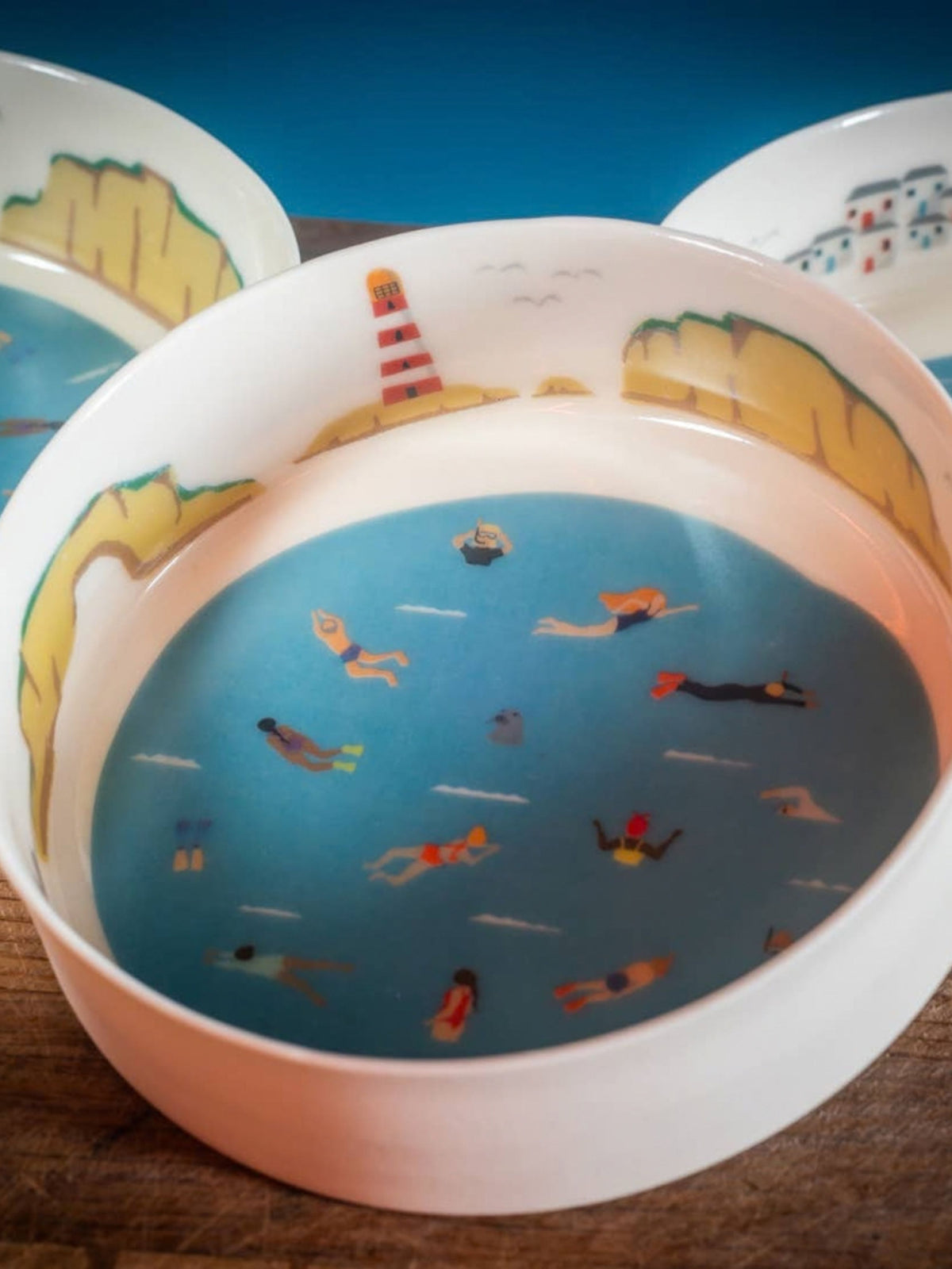Sea Swimmers Handmade Fine Porcelain Bowl