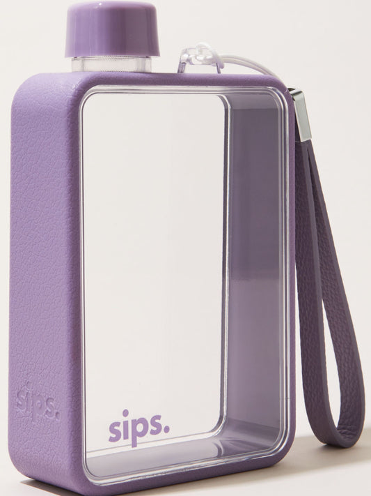 Lilac Flat Water Bottle Flask by Sips