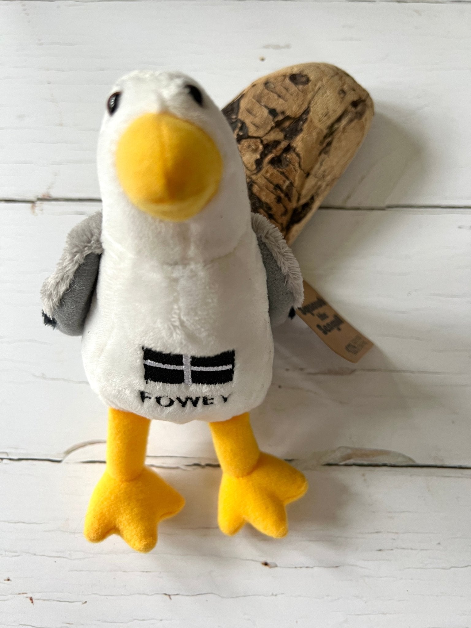 small Fowey seagull plush toy soft white and grey bird stuffed animal with yellow beak cute coastal souvenir gift