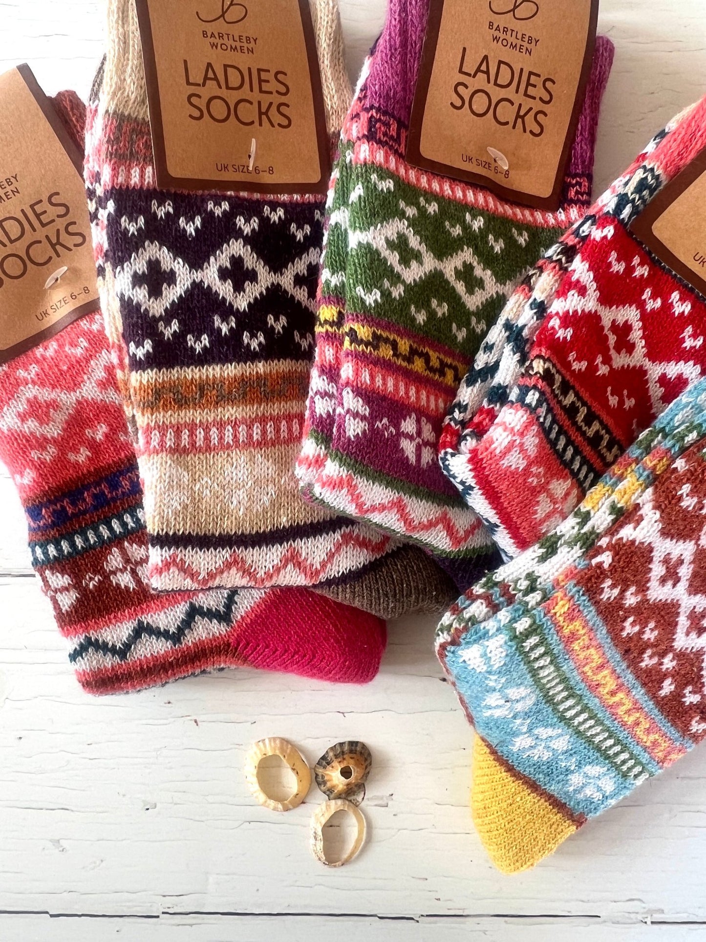 colorful patterned women's socks size 4-7 soft knit geometric Nordic design multicolor cozy warm hosiery accessories gift