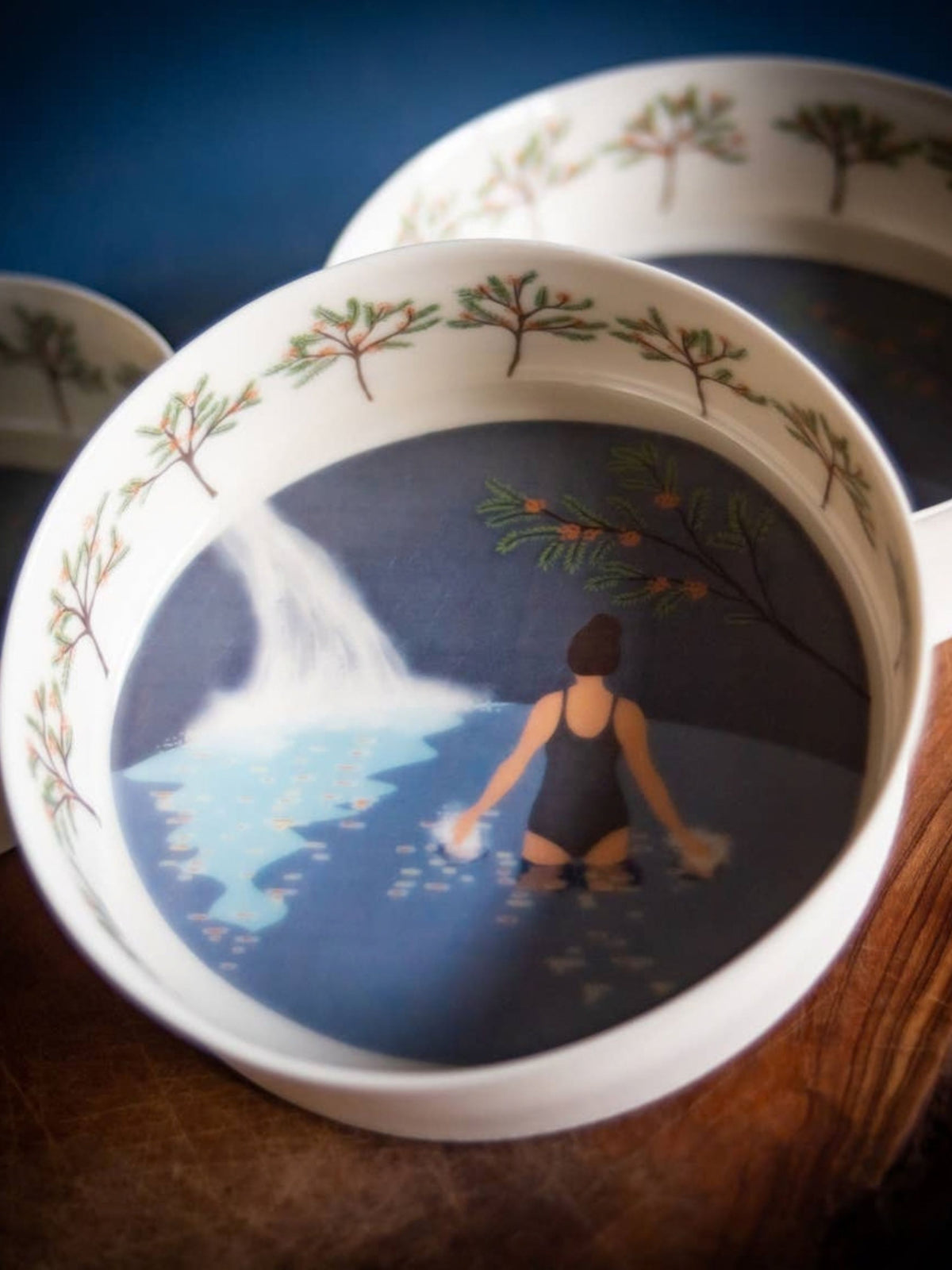 Solo Swim Handmade Fine Porcelain Bowl