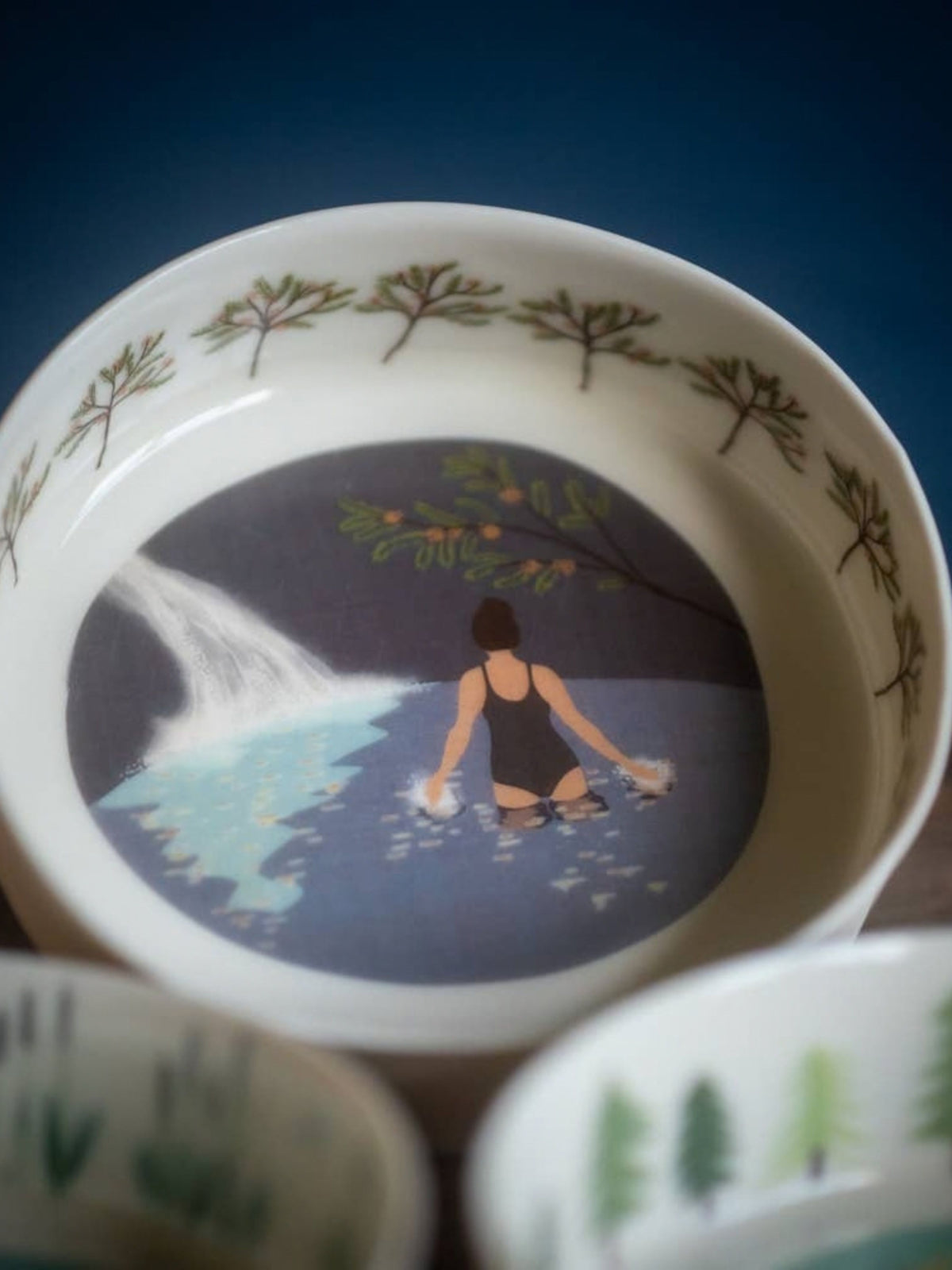 Solo Swim Handmade Fine Porcelain Bowl