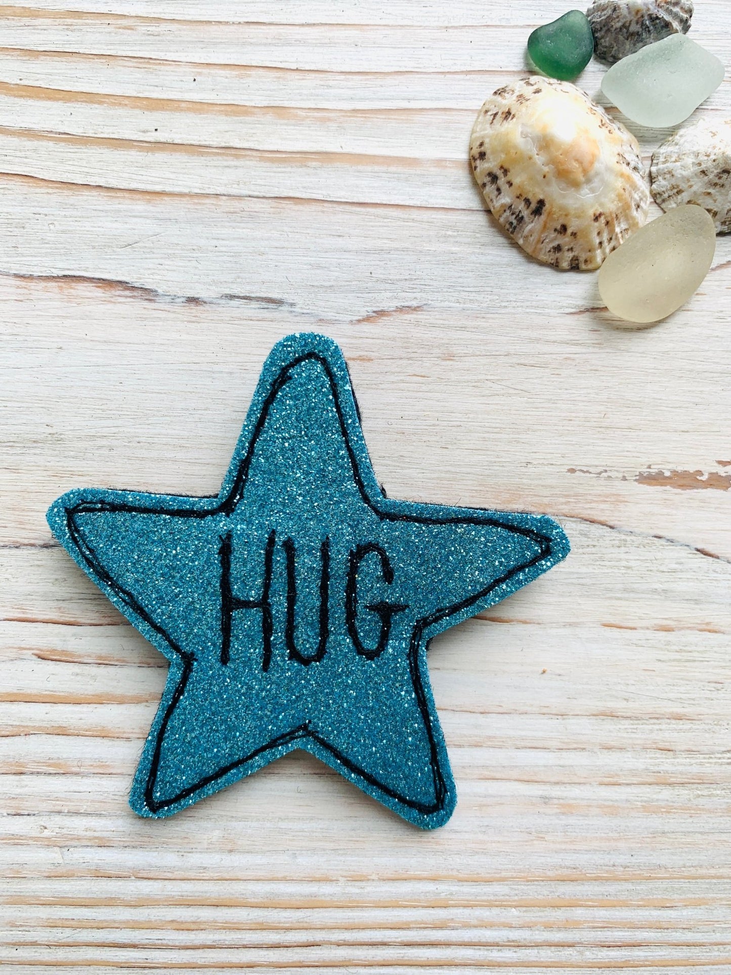 Sparkly Felt Star Hug Badge or Magnet - Readymoney Beach Shop