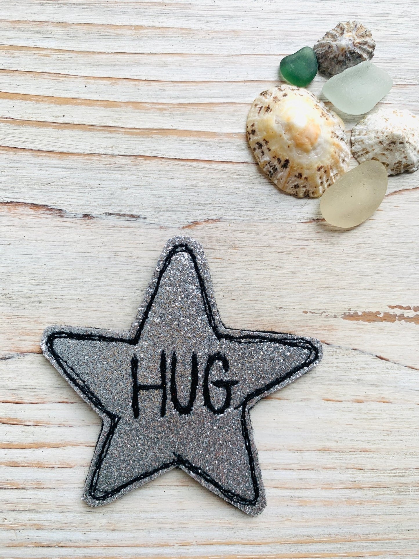 Sparkly Felt Star Hug Badge or Magnet - Readymoney Beach Shop