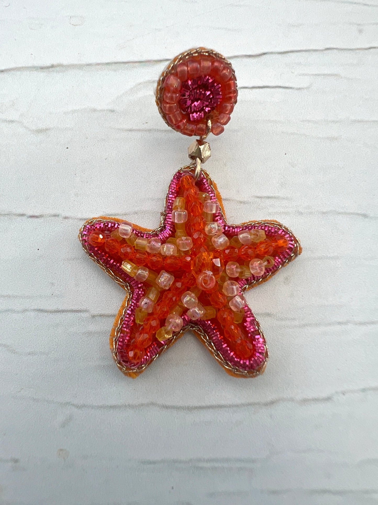 Starfish Hand Beaded Stud Earrings - Readymoney Beach Shop