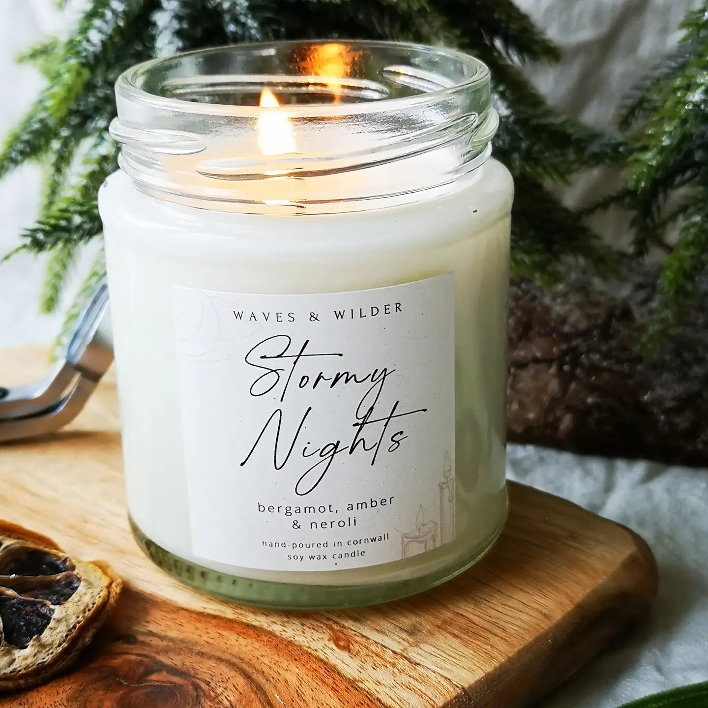 Cornish Stormy Nights Candle with bergamot, amber & neroli