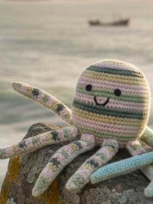 Octopus Baby Rattle Pastel Fair Trade Crochet Organic Cotton