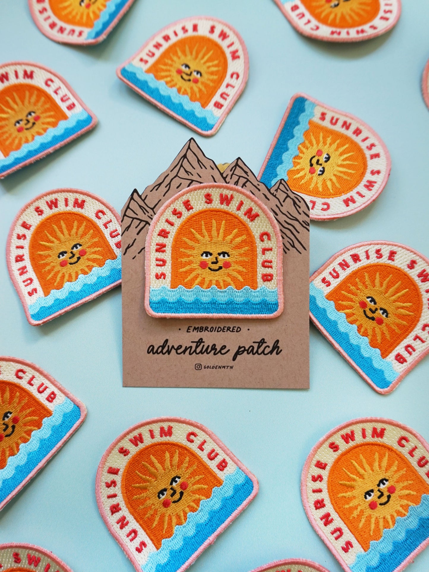 "Sunrise Swim Club" Wild Swimming Embroidered Iron-On Patch