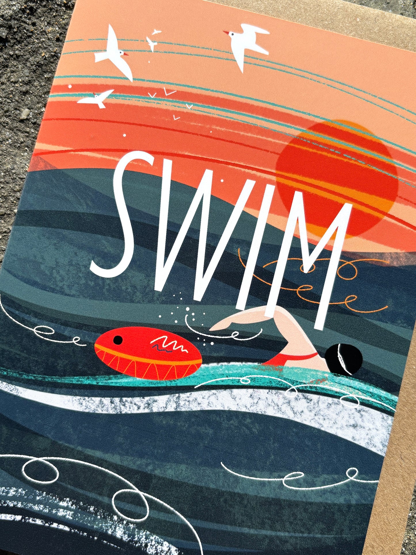 Swim  - Sea Swimming Inspired Greetings Card