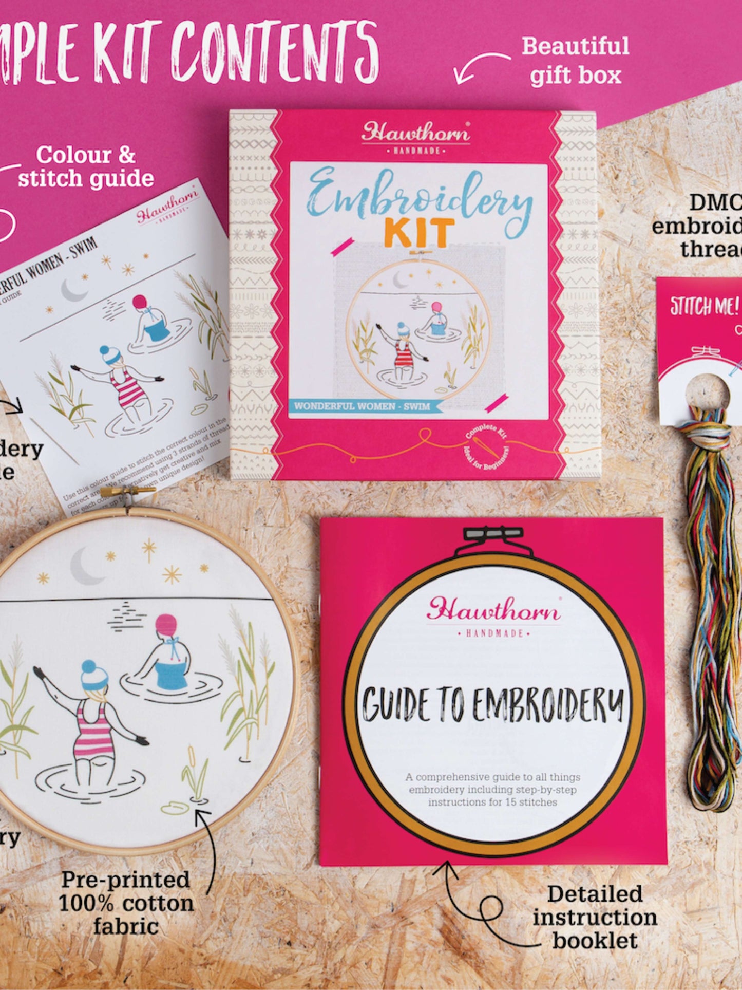 Wild Swimming Embroidery Kit (Swim) | Beginner Craft Kit